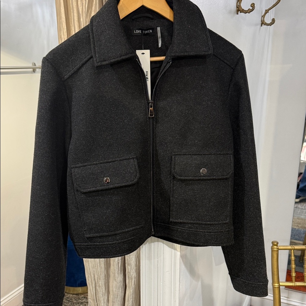 Love Token Charcoal Cropped Jacket Zibby